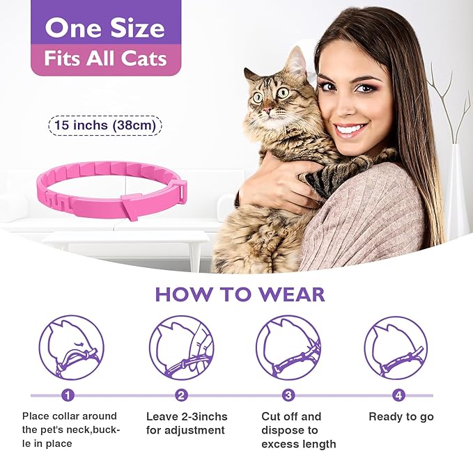 3 Pack Calming Collar for Cats and Kittens Pheromone Collar Efficient Relieve Reduce Anxiety Stress Pheromones Calm Relaxing Comfortable Breakaway Collars Adjustable for Small, Medium Large Cat