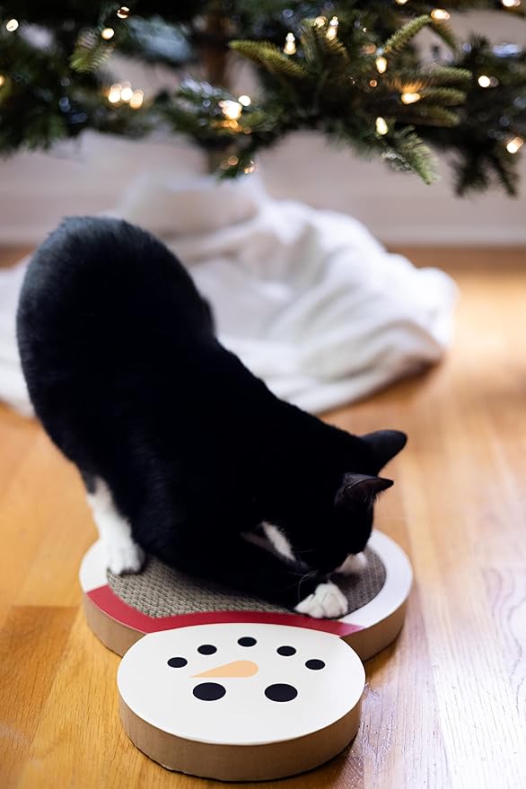 Pearhead Holiday Snowman Cat Scratch Pad, Cat Toy Scratch Pad for The Holidays, Festive Christmas Scratch Pad, Snowman Toy for Cats