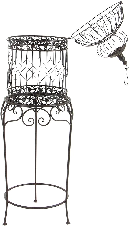 Deco 79 55122 Benzara Victorian Style Bird Cage, 47" H/14 W, Black