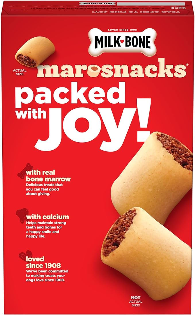 Milk-Bone MaroSnacks Dog Treats, Beef, 15 Ounce (Pack of 6) with Real Bone Marrow and Calcium