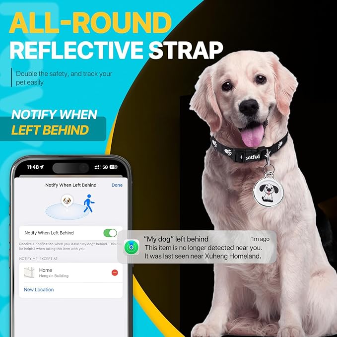 Dog Tracker-Pet Tracker-Dog Tracking Collar | No Charging Required | No Monthly Fee | Waterproof | Works with Any Collar (Android and iOS Universal)