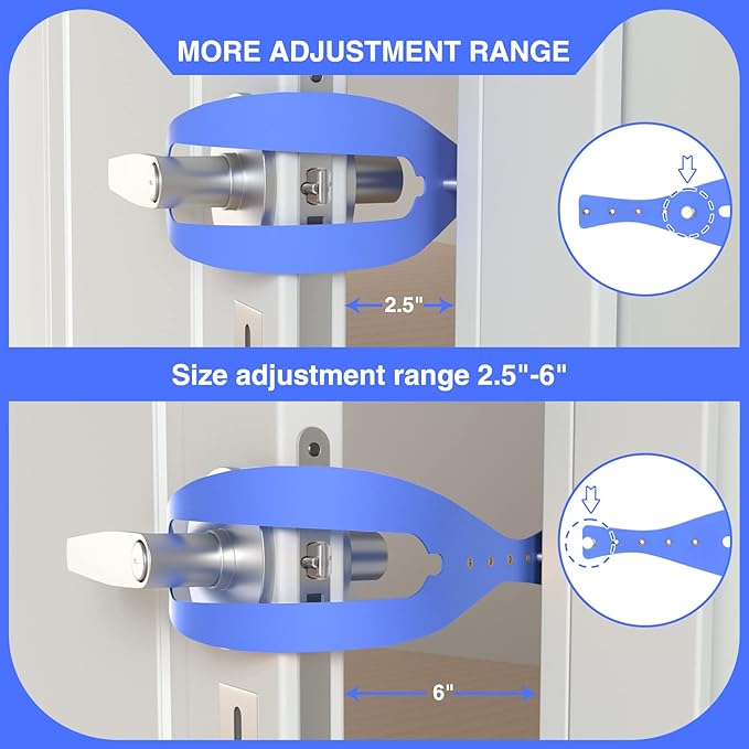 Cat Door Holder Latch Larger Cat Door Alternative to Keep Dogs Out of Cat Litter Boxes and Food with 5 Adjustable Sizes Strap 2.5-6" Wide Fast Latch Strap Let's Cats in Easy to Install, Blue