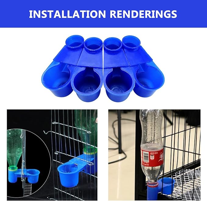 15pcs Automatic Bird Drinker Cups Water Bottl Plastic Pigeon Water Bottle Feeder for Quail Dove Chicken Cage (Blue)