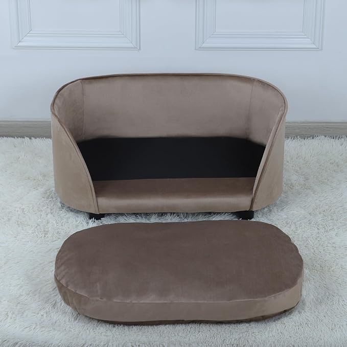 Dog Sofas and Chairs for Small Pet/Cat Sofa Chair with Velvet Fabric/Pet Sofa Bed with Comfortable Washable Cushion/Dog Bed for for Small Dog Rest Using (Brown)