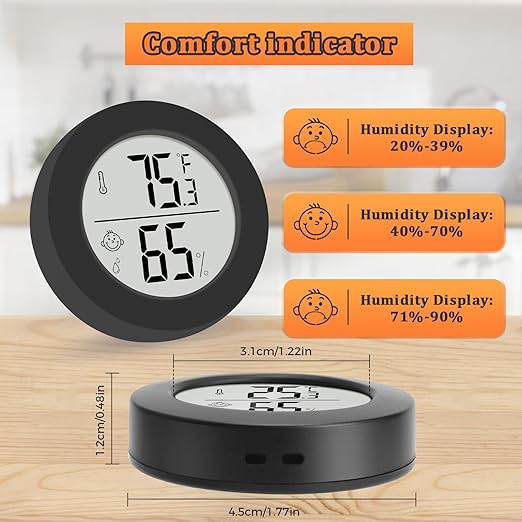 Reptile Tank Accessories, 2 Pack Bearded Dragon Tank Thermometer Humidity Gauge for Leopard Gecko, Jumping Spider, Snake, Gecko, Ball Python, Lizard