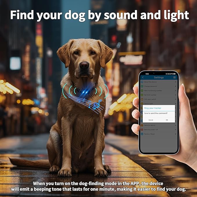 GPS 4G Tracker & Health Monitoring for Dog with LED Light Up,Sounding, Waterproof GPS Location & Smart Pet Activity Tracker, Super long standby time, Unlimited Range use for dogs collar