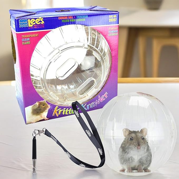 Kritter Krawler, 0.11kg, Clear 7-Inch Hamster Exercise for Small Pets | Bundled with Ss Pet Training Whistle, Hamster, Gentle & Stimulating Environment [Pack of 2]