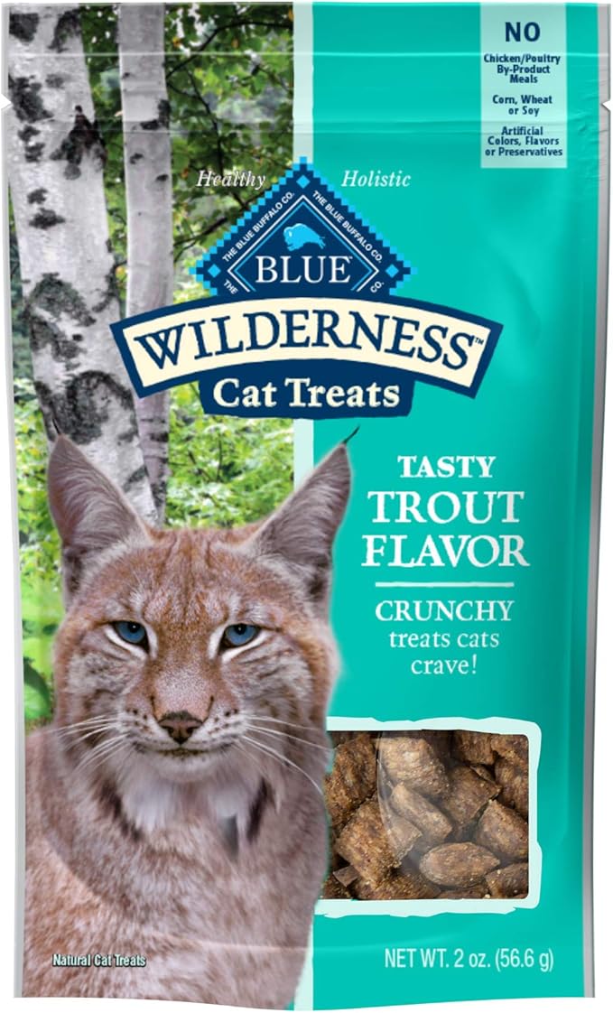 Blue Buffalo Wilderness Crunchy Cat Treats, Trout 2-oz Bag (12 Pack)