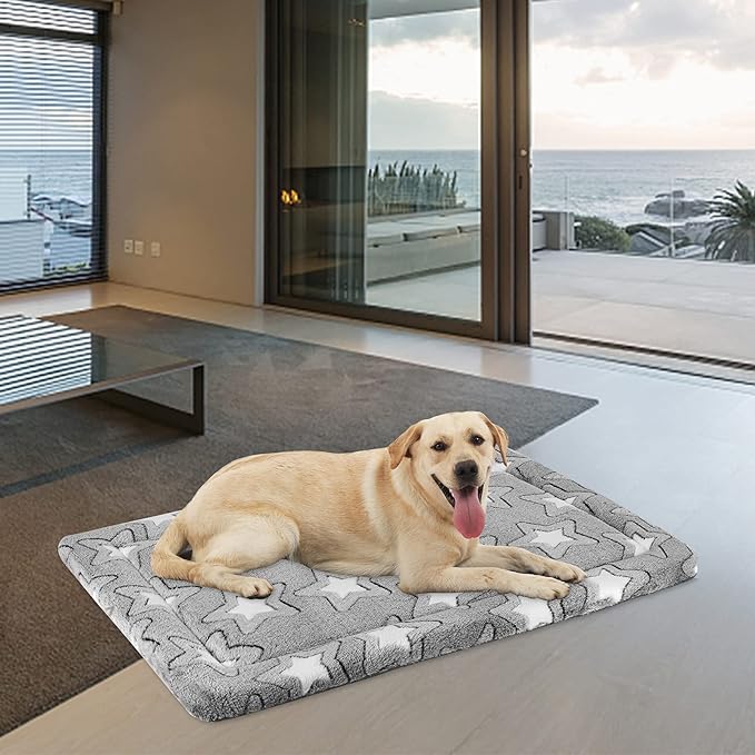EMPSIGN Dog Bed Mat Dog Crate Pad Reversible (Cool & Warm), Machine Washable Dog Crate Mat, Kennel Pad for Dog Sleeping Mattress for Large Medium Small Dogs, Grey