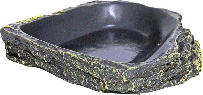 MODERNJOE'S Rock Corner Water/Food Dish for Reptiles and Amphibians, Little Critters Water/Food Bowl(4.8 x 4.2 x 0.9 inches)