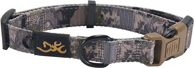 Browning Classic Preformance Webbing Pet Collar, Fully Adjustable, Available in Solid Colors and Camo Patterns, Ovix Camo, Medium