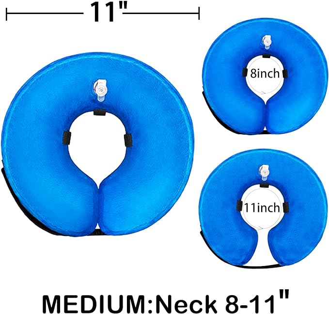 Soft Dog Cone Collar for Large Medium Small Dogs and Cats After Surgery, Inflatable Dog Neck Donut Collar,Inflatable Cat Cone Collar,E-Collar for Dogs Recovery, Dog Cones Alternative (Medium, Blue)