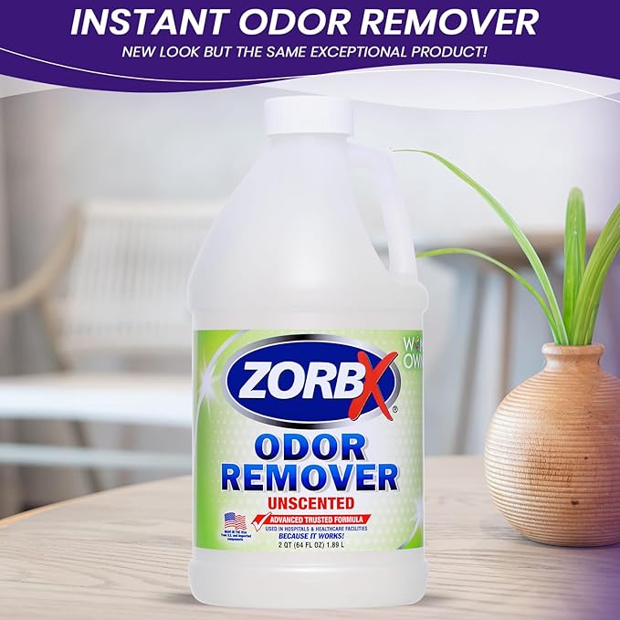 ZORBX Unscented Odor Eliminator for Strong Odor - Used in Hospitals & Healthcare Facilities | Advanced Trusted Formula, Fast-Acting Odor Remover Spray for Dog, Cat, House & Carpet (64 oz)