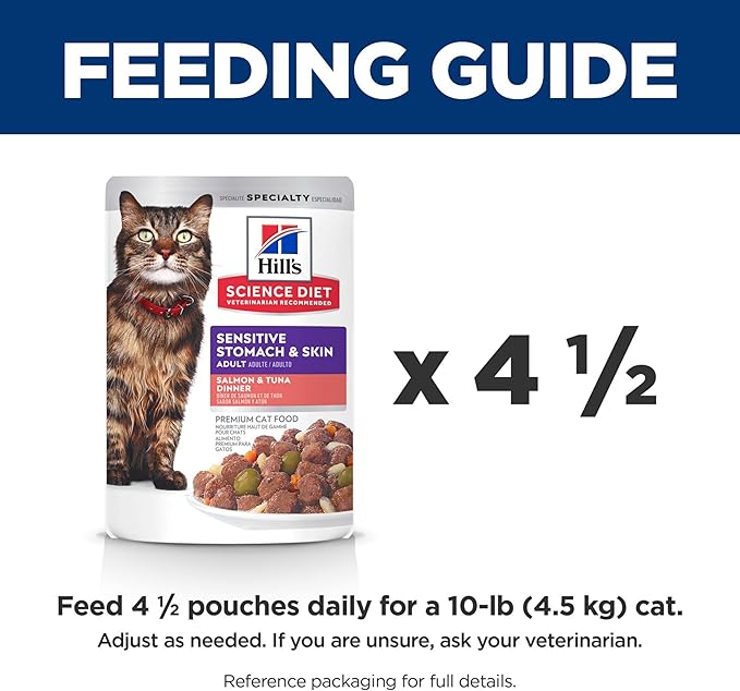 Hill's Science Diet Sensitive Stomach & Skin, Adult 1-6, Stomach & Skin Sensitivity Support, Wet Cat Food, Salmon & Tuna Stew, 2.8 oz Can, Case of 24