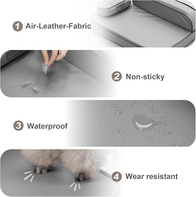 Dog Bed for Medium Dogs, Easy Clean Dog Sofa Air-Leather-Fabric Pet Bed, Stain & Waterproof Dog Bed with Memory Foam & Washable Cover, with Pillow & Side Cushion, Gray, M Size