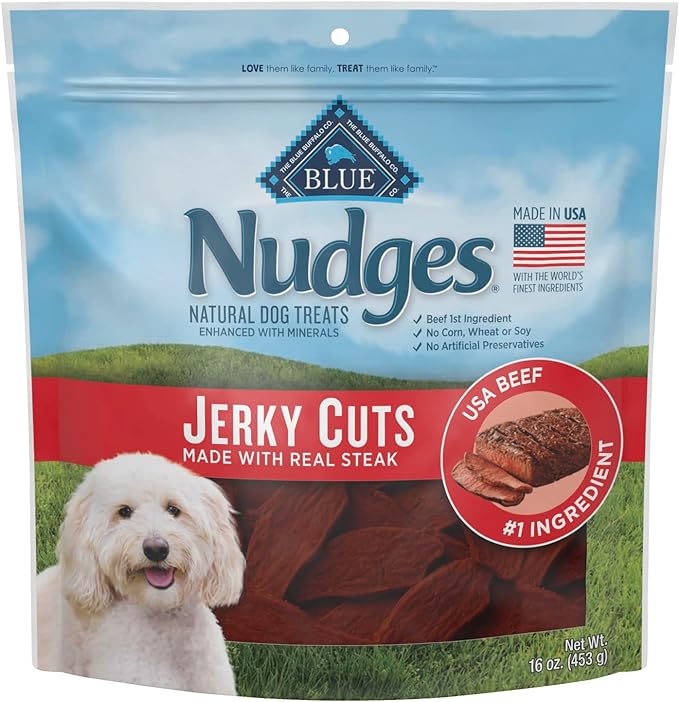 Blue Buffalo Nudges Jerky Cuts Natural Dog Treats, Beef, 16oz