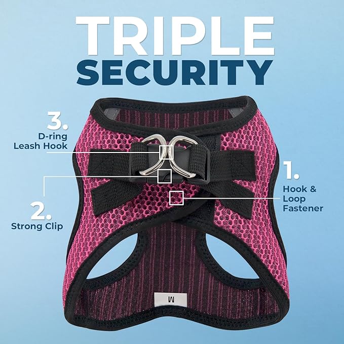 Voyager Step-in Air Dog Harness - All Weather Mesh Step in Vest Harness for Small and Medium Dogs and Cats by Best Pet Supplies - Harness (Fuchsia 2-Tone), S (Chest: 14.5-16")