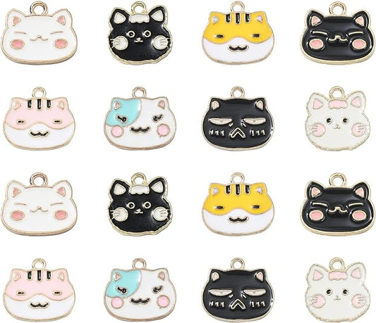 KitBeads 32pcs Enamel Cat Charms Cartoon Cute Kitten Charms Cartoon Animal Pet Cat Charms for Jewelry Making Bracelets Bulk