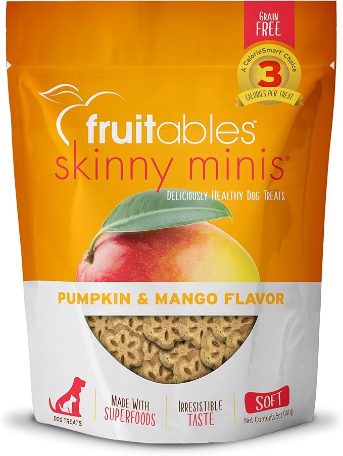 Fruitables Skinny Mini Dog Treats – Healthy Treats for Dogs – Low Calorie Training Treats – Free of Wheat, Corn and Soy – Pumpkin and Mango – 5 Ounces