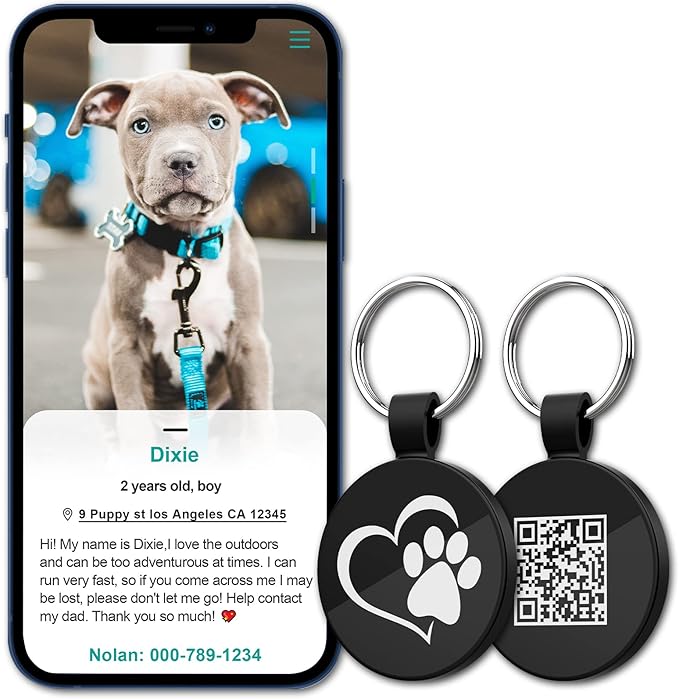 MYLUCKYTAG QR Code Pet ID Tags Dog Tags - Pet Online Profile - Scan QR Receive Instant Pet Location Alert Email