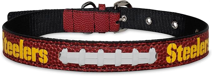 Pets First Tough Leather Pet Collar NFL Pittsburgh Steelers Premium Dog Collar, Limited Edition, Size Small. Best & Strongest Heavy-Duty Dog Collar!, Small (12-15"" Long & 0.75"" Wide) (PIT-3081-SM)
