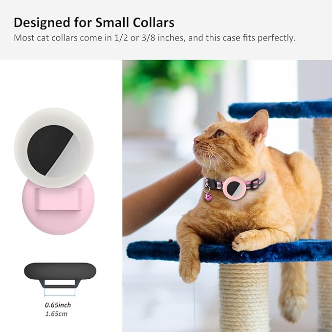 2022 Airtag Cat Collar Holder, Small Air tag Cat Collar Holder Compatible with Apple Airtag GPS Tracker, 2Pack Waterproof Case Cover for Cat Dog Pet Collar Within 3/8 inch (Pink&White)