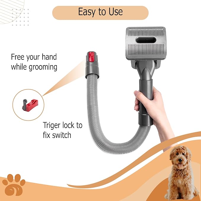 Pet Grooming Kit - Compatible with Dyson V7, V8, V10, V11, V12, V15 (Vacuum Not Included) - Brush Hair Remover for Dogs and Cats, Deshedding Tools, Undercoat Fur - Mess free Shedding Comb Kit