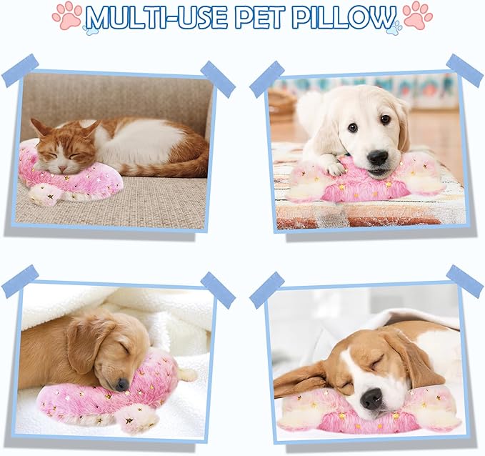 Pet Pillow for Dogs & Cats, Dog Calming Pillow, Dog Neck Pillow U-Shaped Pillow for Dogs & Cat, Soft Fluffy Cat Bed Pillow Pet Calming Toy, Joint Relief Sleeping Improve for Pets(Pink)