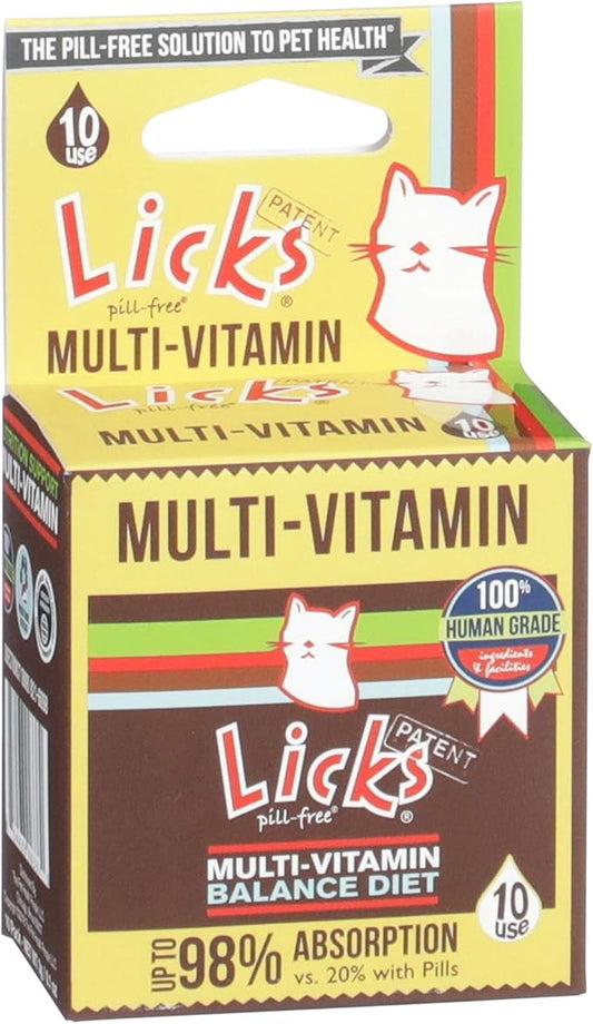 Licks Pill-Free Cat Multivitamin - Cat Supplement with Vitamin C, D, and Calcium - Multivitamin Pet Supplies - Gel Packets - 10 Use