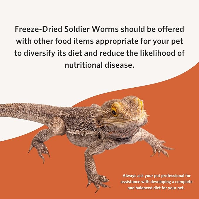 Fluker's Freeze Dried Soldier Worms, Ideal for Lizards, Reptiles, Birds, Fish, Hedgehogs, 1.7 oz