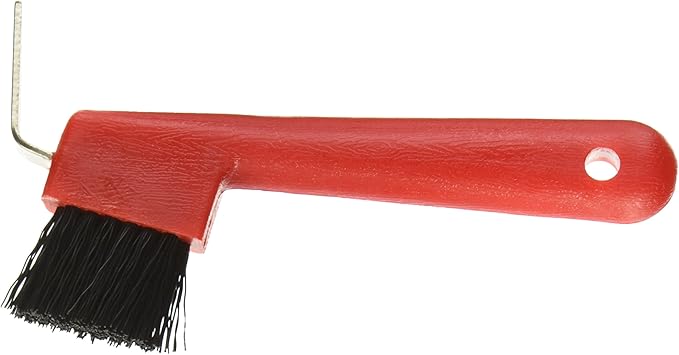 245855 737 Hoof Pick with Brush, 7", Red