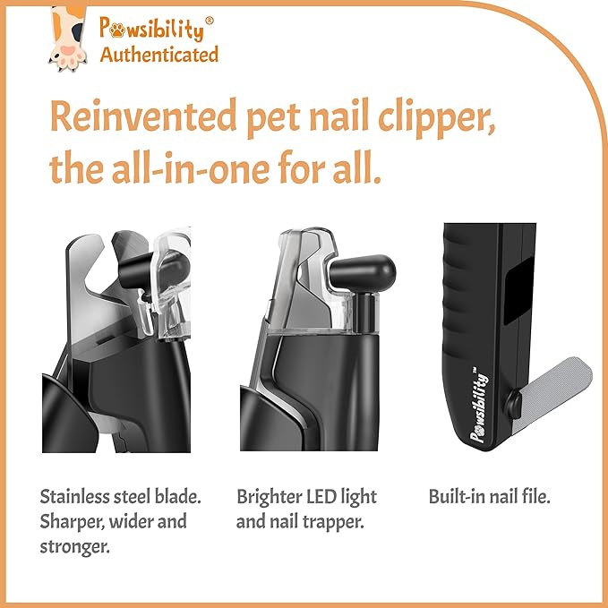 Reinvented Pet Nail Clippers for Your Pal - USB Rechargeable LED Light for Bloodline | Razor Sharp and Durable Blade | Vets Recommended Trimming Tool for Dogs and Cats