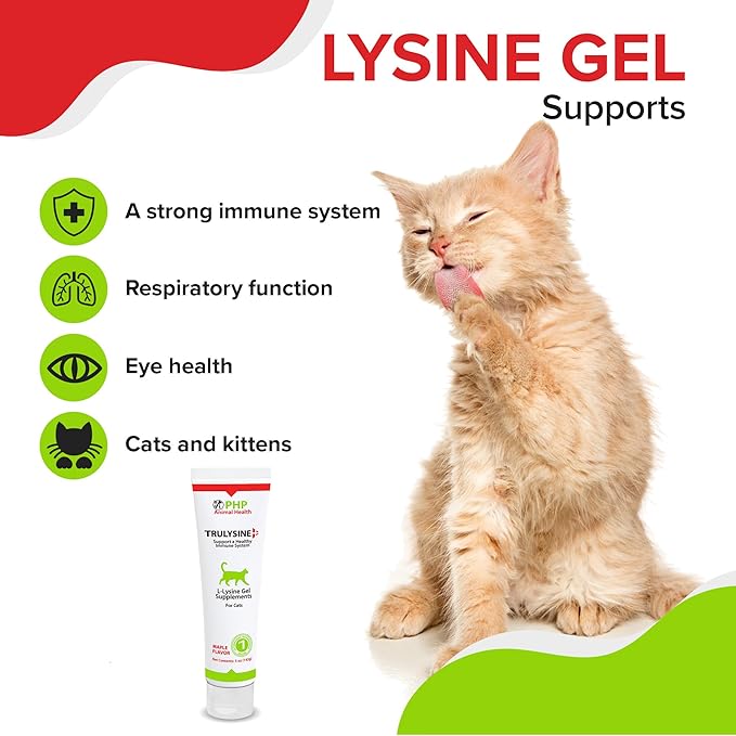 Trulysine Viralysine L-Lysine Gel Supplement for Cats, 5oz - Cats & Kittens of All Ages - Immune Health - Sneezing, Runny Nose, Squinting, Watery Eyes - Maple Flavor (142 Grams (500mg / Serving))