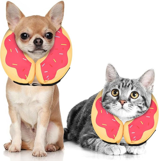 MIDOG Dog Cone, Soft Cone for Dogs After Surgery, Pet Inflatable Collar Protective Recovery Donut Collar to Prevent Pets from Touching Stitches, Wounds, and Rashes - DeepRed,XS