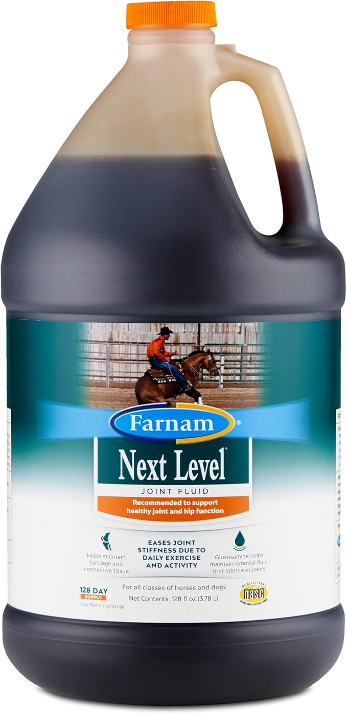 Farnam Next Level Horse Joint Supplement for Horses & Dogs, Helps Maintain Connective Tissue to Ease Joint Stiffness Due to Daily Activity, 128 oz, 128 Day Supply