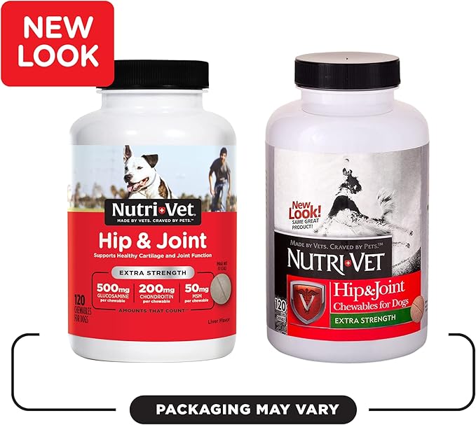 Nutri-Vet Hip & Joint Chewable Dog Supplements | Formulated with Glucosamine & Chondroitin for Dogs | 120 Count