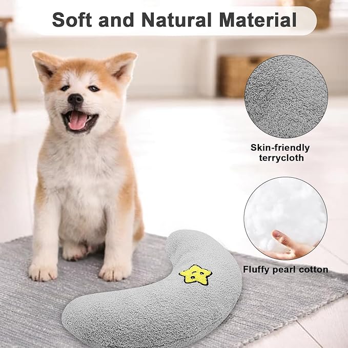 Dog Calming Sleeping Improve Pillow，Pet Neck Pillow for Little Dog and Indoor Cats Sleep, Animal Puppy Kitten Comfort Blanket Cuddle Buddy Product, U Shaped Neck Pillow for old Joint Relief (Grey)