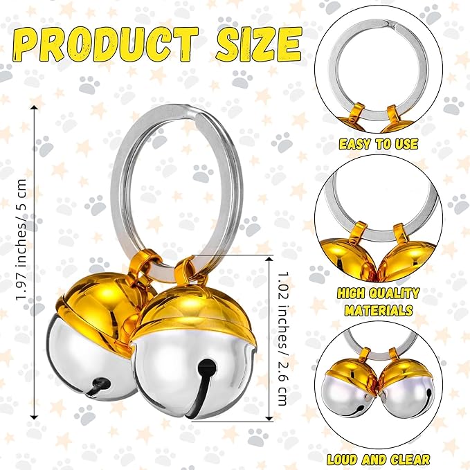 4 Pack Extra Loud Cat & Dog Bells, Premium Brass Dog Collar Bell Pet Tracker, Protect Wildlife, for Cats, Dogs, Various Pets & Deaf or Elderly Pets