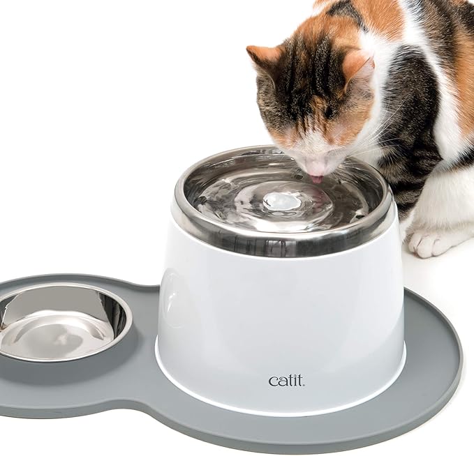 Catit Peanut Shape Cat Placemat, Gray, 17.5” x 11.4”