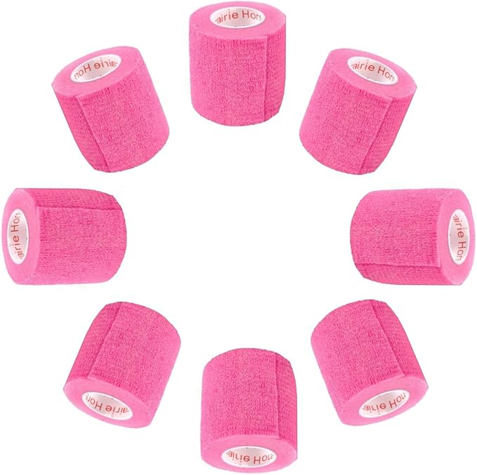 2 Inch Vet Wrap Tape Bulk (Neon Pink) (Pack of 12) Self Adhesive Adherent Adhering Flex Bandage Grip Roll for Dog Cat Pet Horse