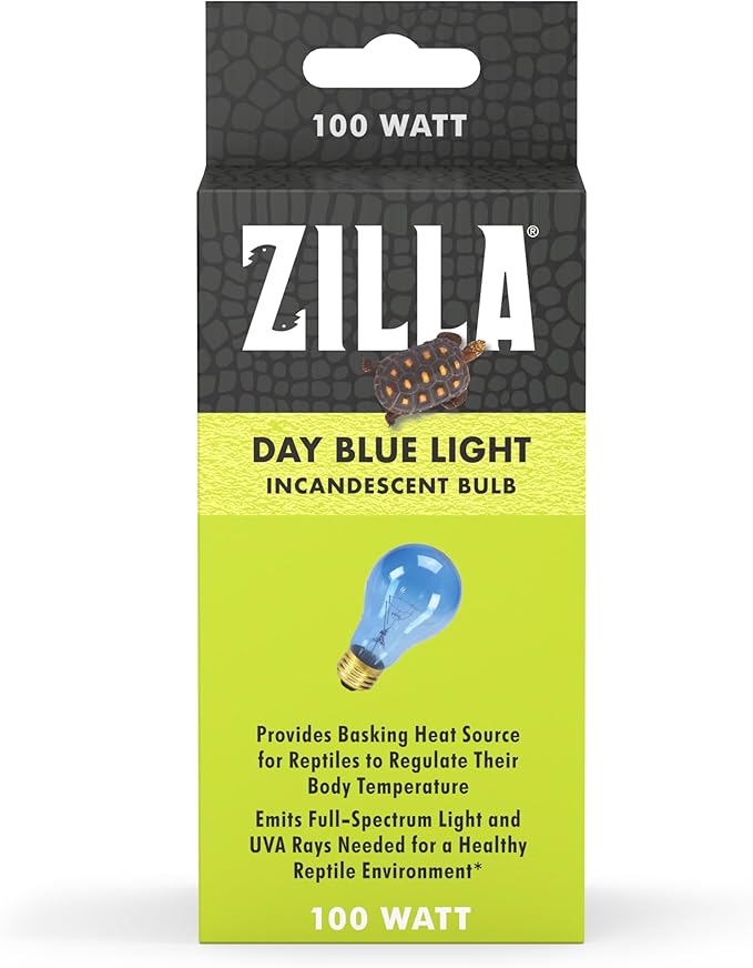 Zilla Reptile Terrarium Incandescent Heat Bulb, Day Blue, 100 Watts