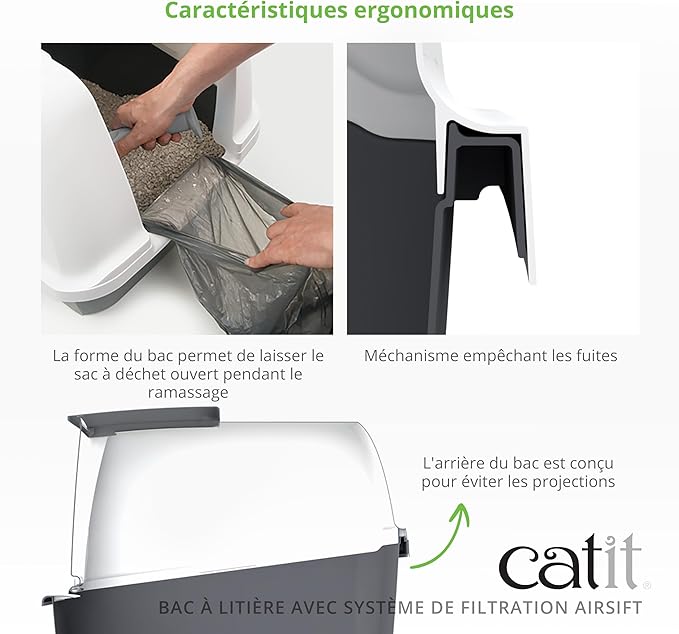 Catit Hooded Cat Pan, Grey, (54.5L x 46H x 41.5W) cm [Product May Vary in Visual]