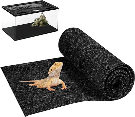 47" x 24" Large Reptile Carpet Terrarium Liner Bedding Reptile Substrate Mat Tank Accessories for Bearded Dragon Snake Lizard Tortoise Leopard Gecko (Black)