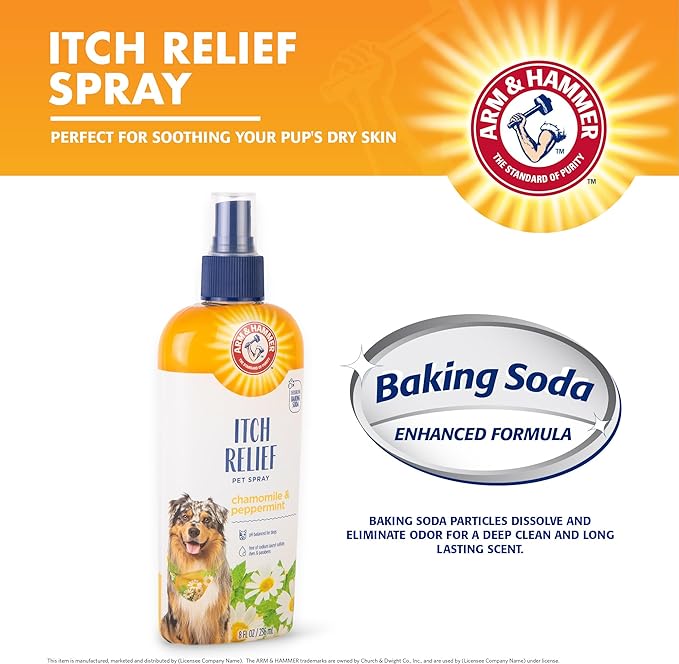 Arm & Hammer for Pets Itch Relief Spray for Dogs with Arm & Hammer Baking Soda, Chamomile and Peppermint Scent | Dog Itch Spray, Free of Sodium Lauryl Sulfate & Parabens, 8 Fl Oz - 6 Pack