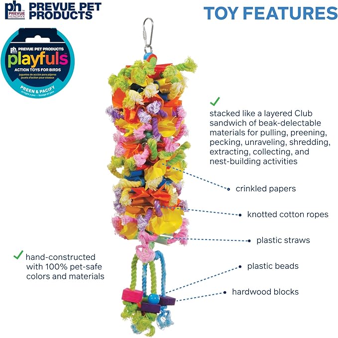 Prevue Pet Products 62606 Calypso Creations Club Bird Toy, Multicolor