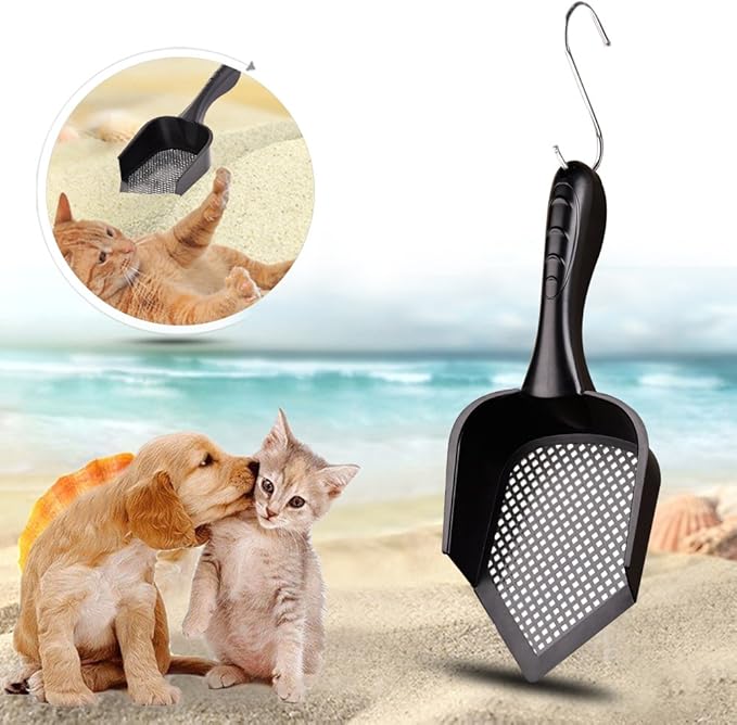 Cat Scooper Fine Sand Sifter Kitty Litter Scoop Sifter Kitty Litter Shovel Pointed End Cat Litter Scoop Pet Reptile Terrarium Bedding Litter Cleaner Corner Scoop Pet Poop Net Shovel Kit