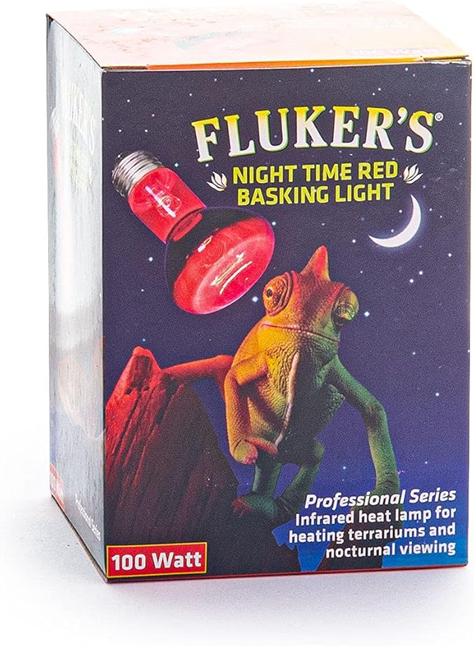 Fluker's Night Time Red Basking Spotlight, Infrared Heat Lamp for Reptiles, 100 Watt