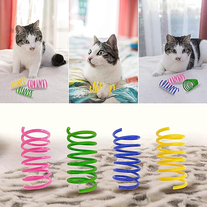 AGYM Cat Toys, 30 Pack Cat Spring Toys for Indoor Cats, Colorful & Durable Plastic Spring Coils Attract Cats to Swat, Bite, Hunt, Interactive Toys for Cats and Kittens