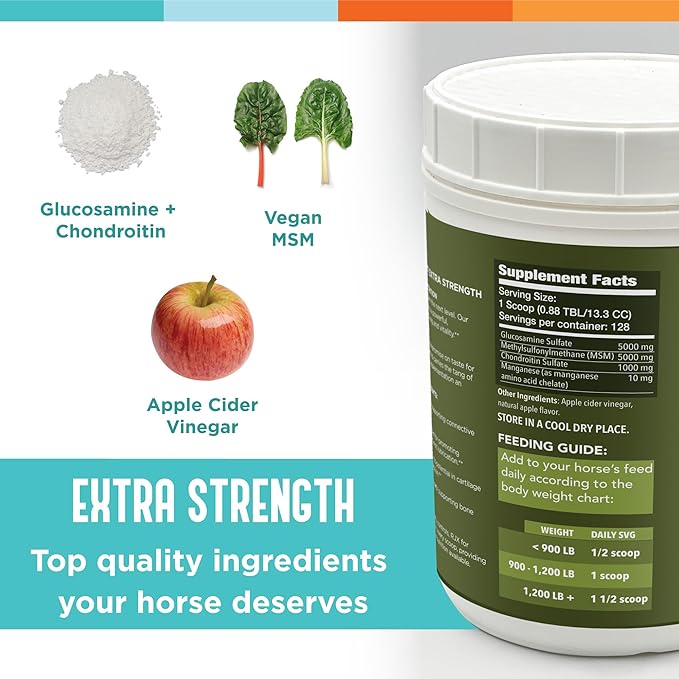 RJX for Horses - Triple Strength Glucosamine, Chondroitin, and MSM. Joint Supplement. Powder. 54 OZ