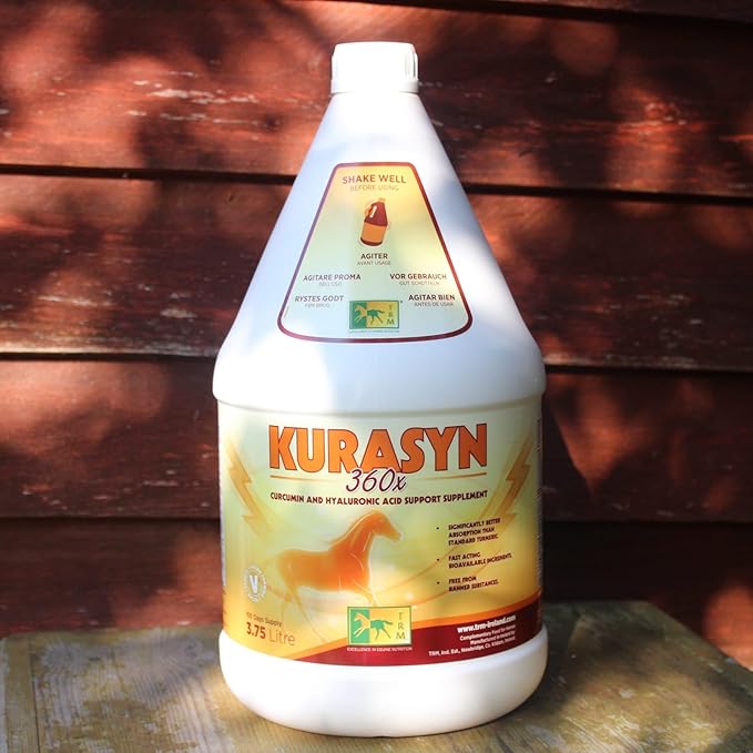 Kurasyn 360x Horse Feed Supplement for Improved Performance and Mobility with Fast-Acting Curcumin - 126 fl oz/1 US Gal (3.75 Liter) - 126 fl oz (1 US Gal)